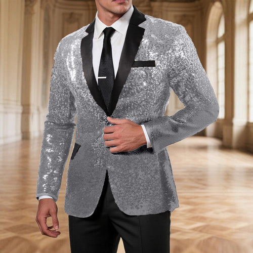 Herren Glamouröser Paillettenblazer mit elegantem Revers und modernem Schnitt Echoarchiv