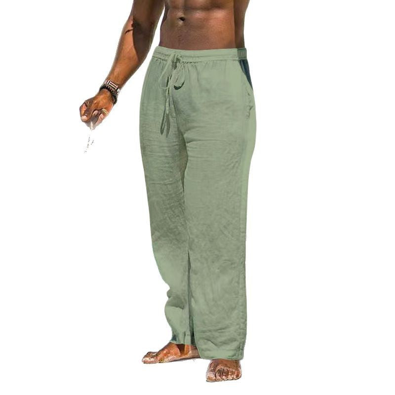 Herren nan entspannte Leinenhose mit elastischem Tunnelzug, geradem Bein und seitlichen Eingrifftaschen Echo Archiv