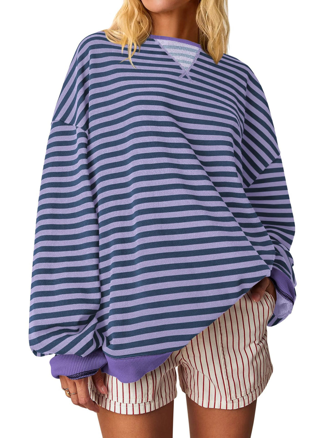 Damen Oversized gestreifter Sweatshirt – Mavelle