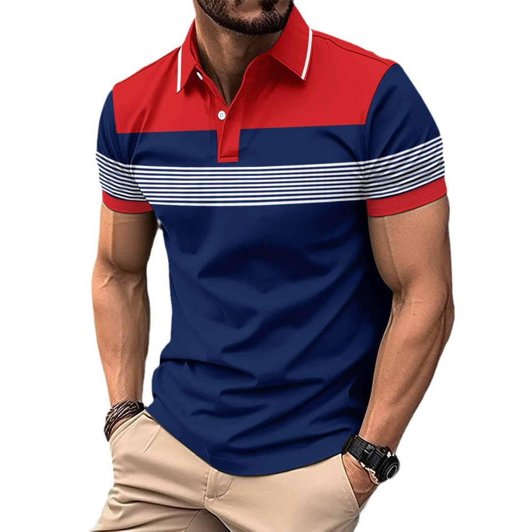 Herren Polohemd mit modernem Streifenmuster und elegantem Kragen Echoarchiv