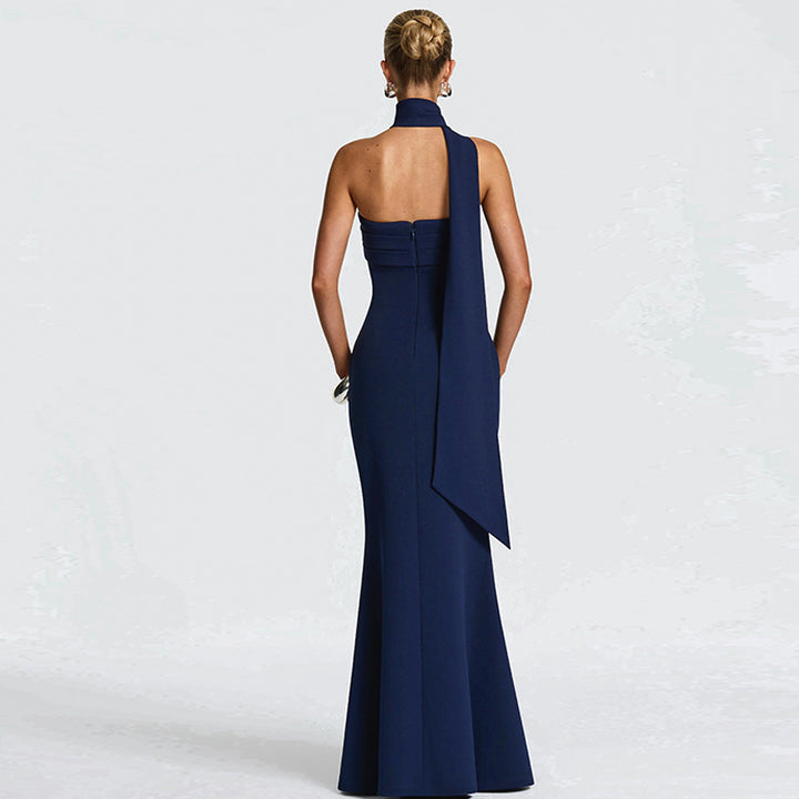 Damen Elegantes Langarm-Maxikleid mit transparenten Details Echo Archiv