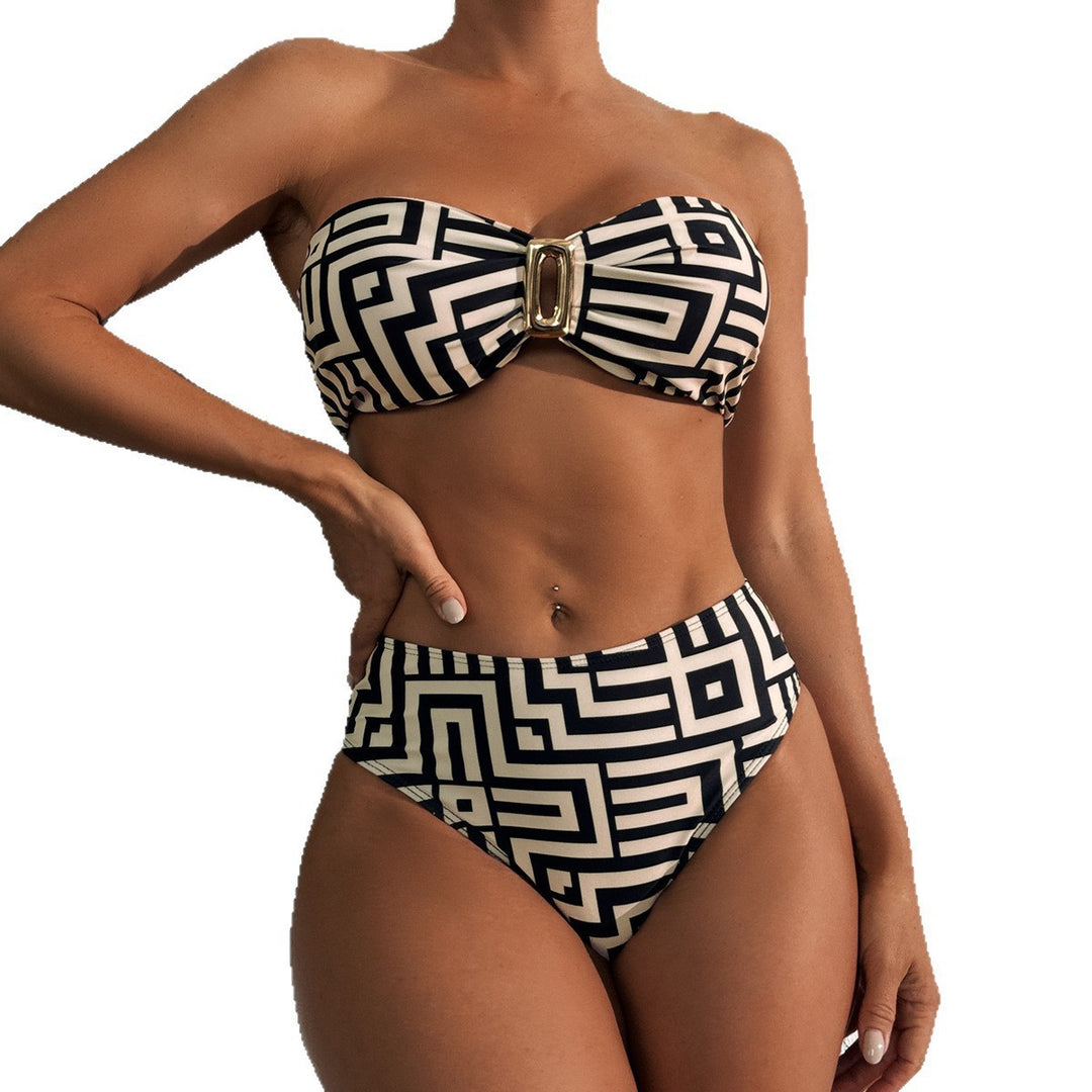 Damen Bandeau-Bikini mit geometrischem Design Echo Archiv