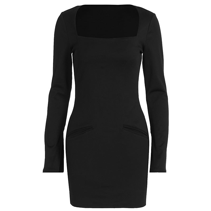 Damen Elegantes Kostümkleid mit Quadrat-Ausschnitt und langen Ärmeln Echo Archiv
