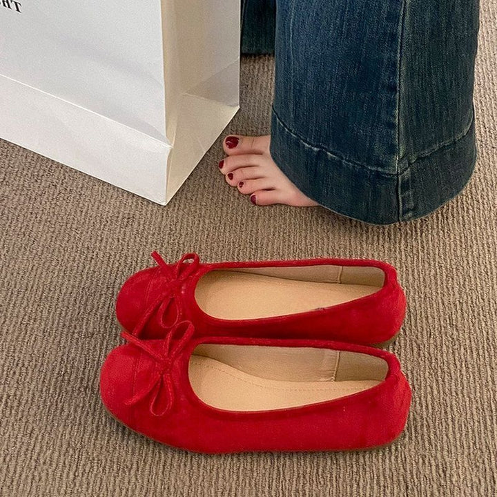 Damen Ballerina-Slipper mit quadratischer Zehenbox, weichem Komfortfußbett und Zierschleife Echo Archiv