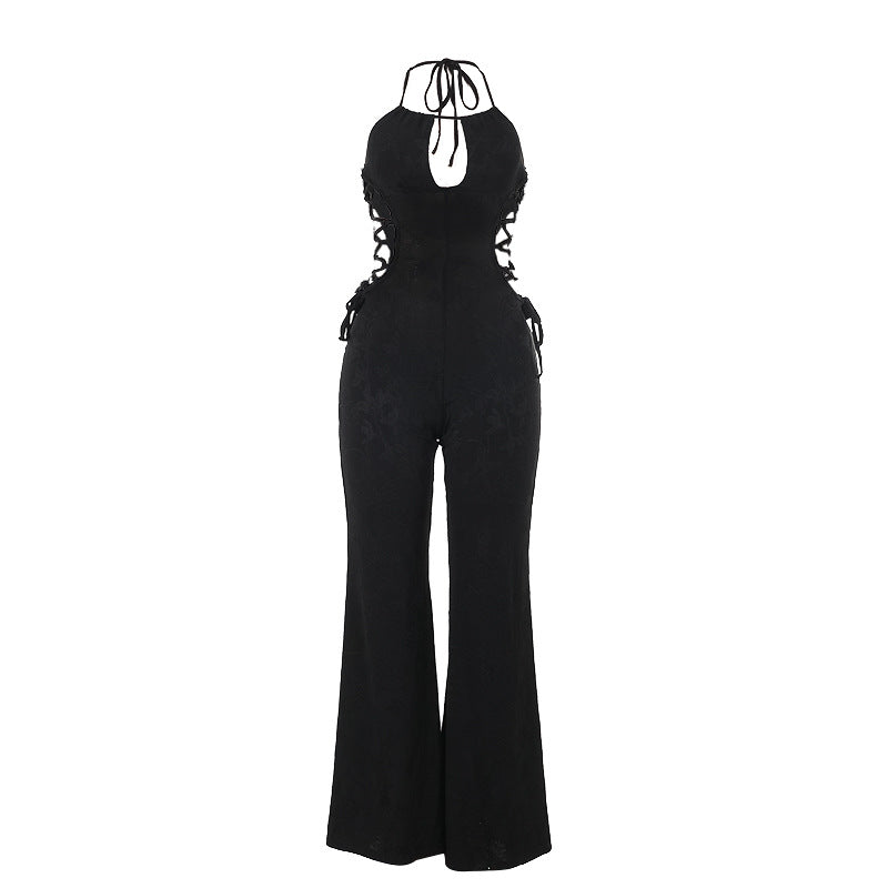 Damen Eleganter Einteiler mit tiefem V-Ausschnitt und seitlichen Schnürungen Echo Archiv