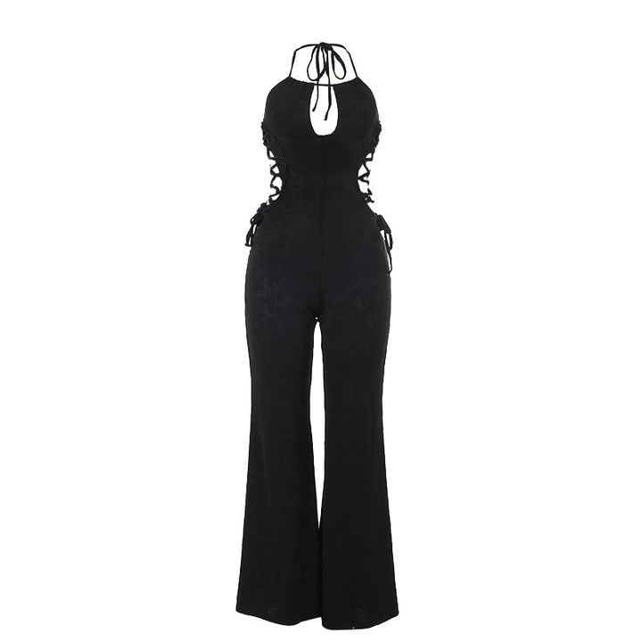 Damen Eleganter Einteiler mit tiefem V-Ausschnitt und seitlichen Schnürungen Echo Archiv