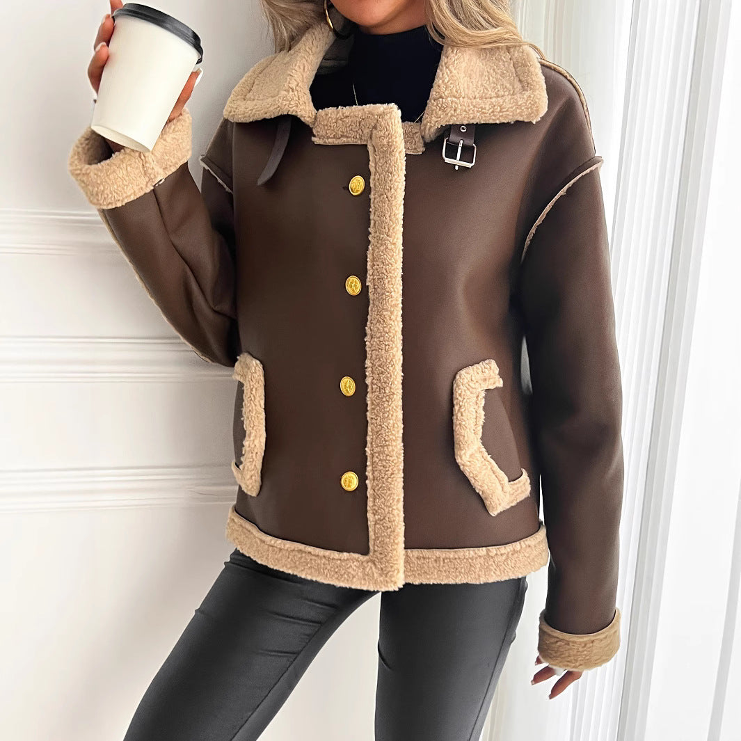 Damen Modische Teddyfelljacke – Célinea