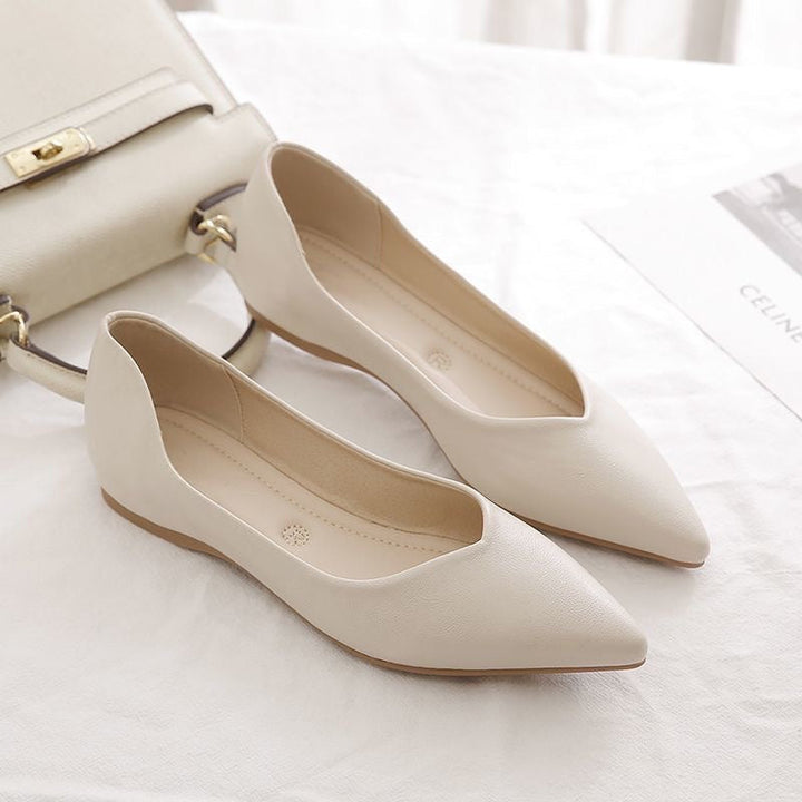 Damen Elegante Ballerinas aus hochwertigem Leder mit modischem V-Ausschnitt Echoarchiv