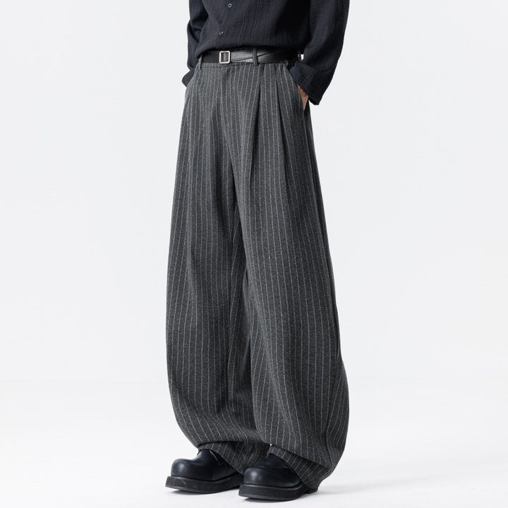 Damen Weite High‑Waist Plissee-Hose aus Wollmix mit elastischem Bund und weitem Bein Echoarchiv
