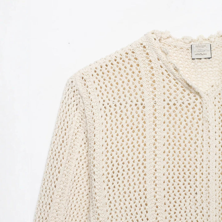 Damen Lockerer Häkelstrick-Cardigan mit feinem Lochmuster und Scallop-Saum Echo Archiv