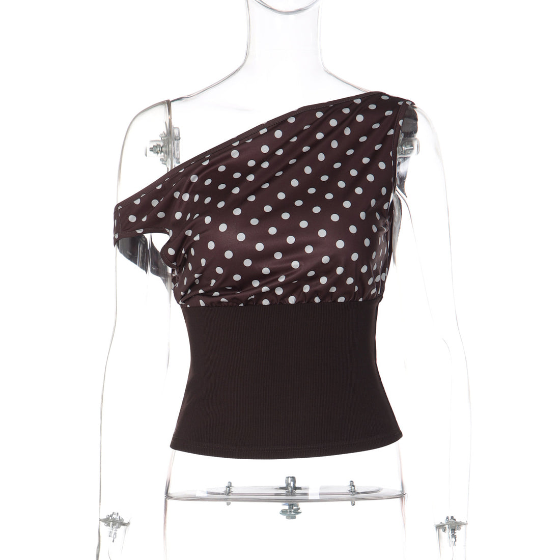 Damen Asymmetrisches Polka-Dot Oberteil – Orélia