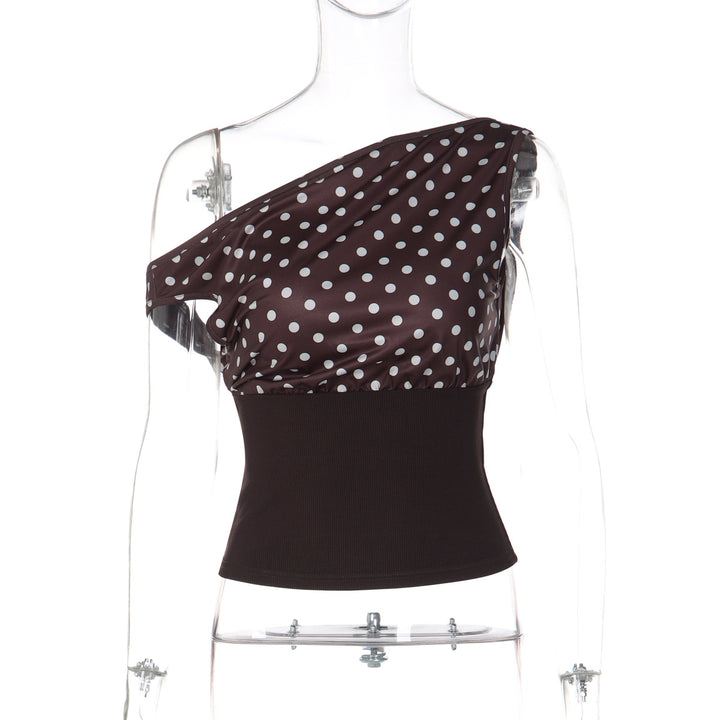 Damen Asymmetrisches Polka-Dot Oberteil Echo Archiv