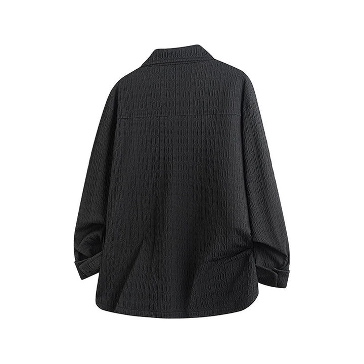 Damen Leicht strukturierte Oversize-Hemdjacke mit Reverskragen & Druckknopffront Echoarchiv