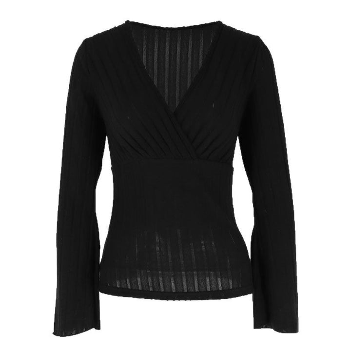Damen elegantes Wickeloberteil mit Rippstrick und gedrilltem Design Echo Archiv