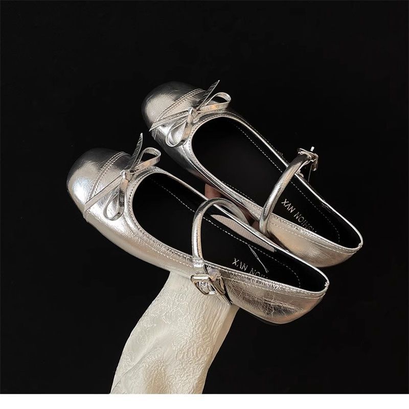 Damen Riemchen‑Ballerinas mit dekorativer Schleife und verstellbarem Schnallenriemen – Avérine