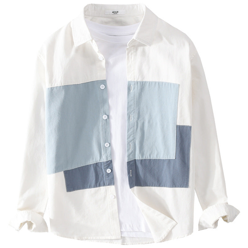 Herren Baumwoll-Overshirt mit farbigen Blockpaneelen und Kentkragen Echoarchiv