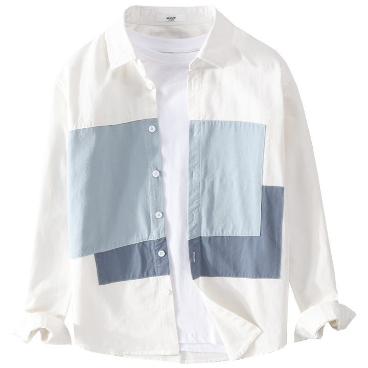 Herren Baumwoll-Overshirt mit farbigen Blockpaneelen und Kentkragen Echoarchiv