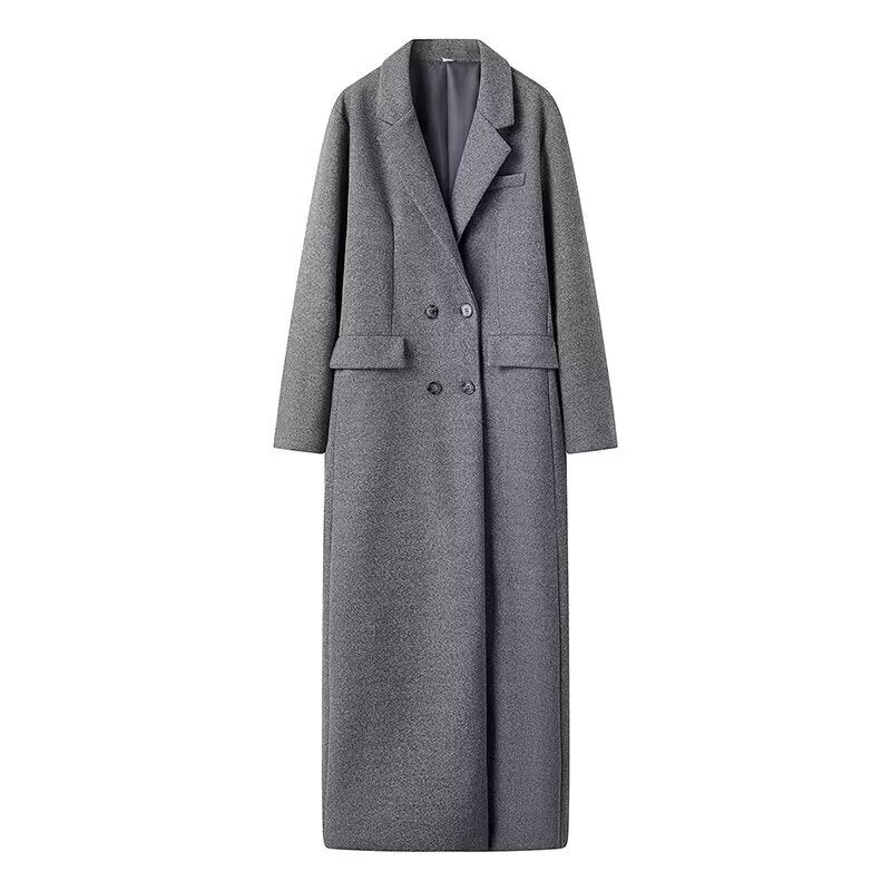 Damen Langmantel aus Wollmix mit Oversize-Silhouette, Schalkragen und aufgesetzten Taschen Echo Archiv