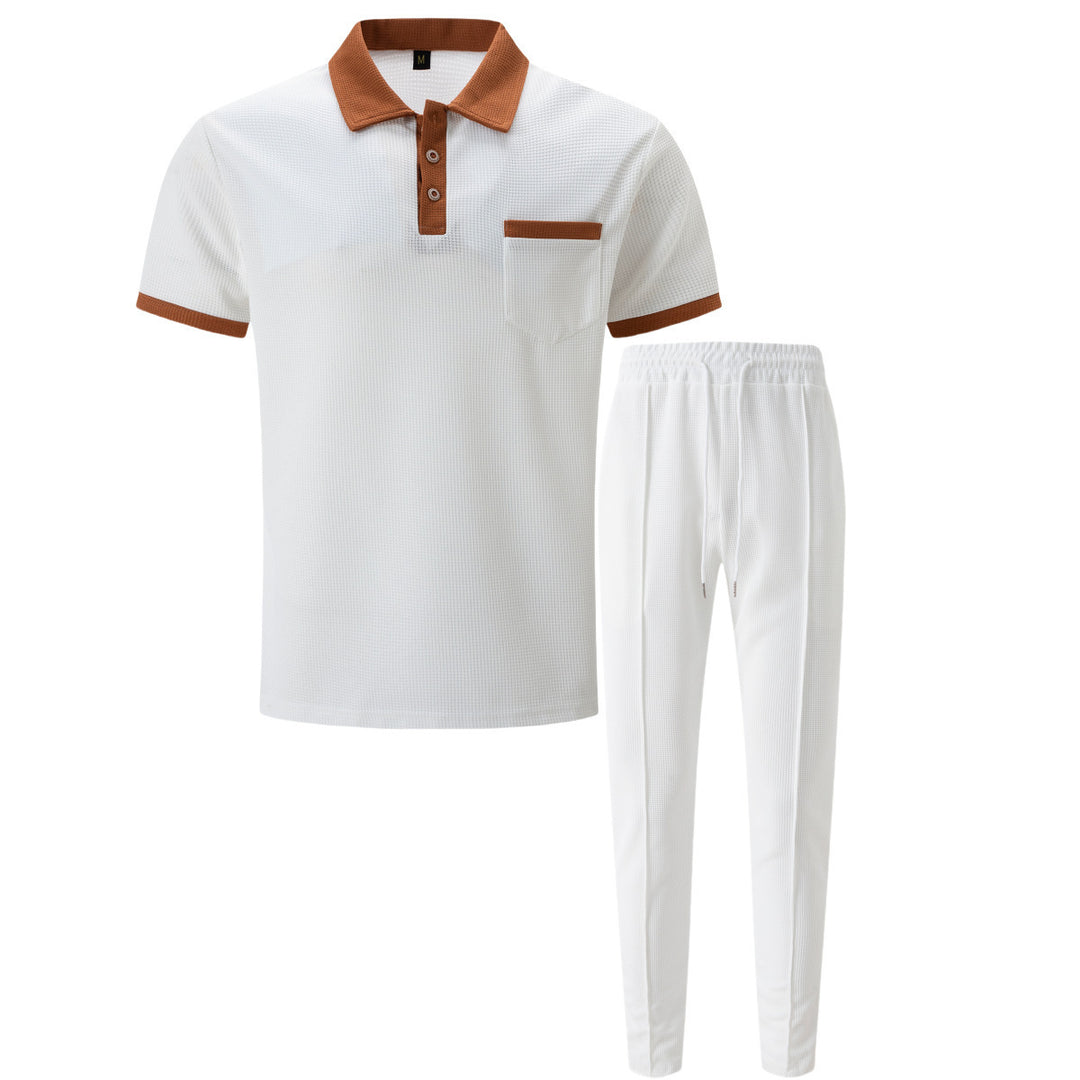 Herren modisches Freizeit-Set aus atmungsaktivem Material mit eleganter Knopfleiste Echoarchiv