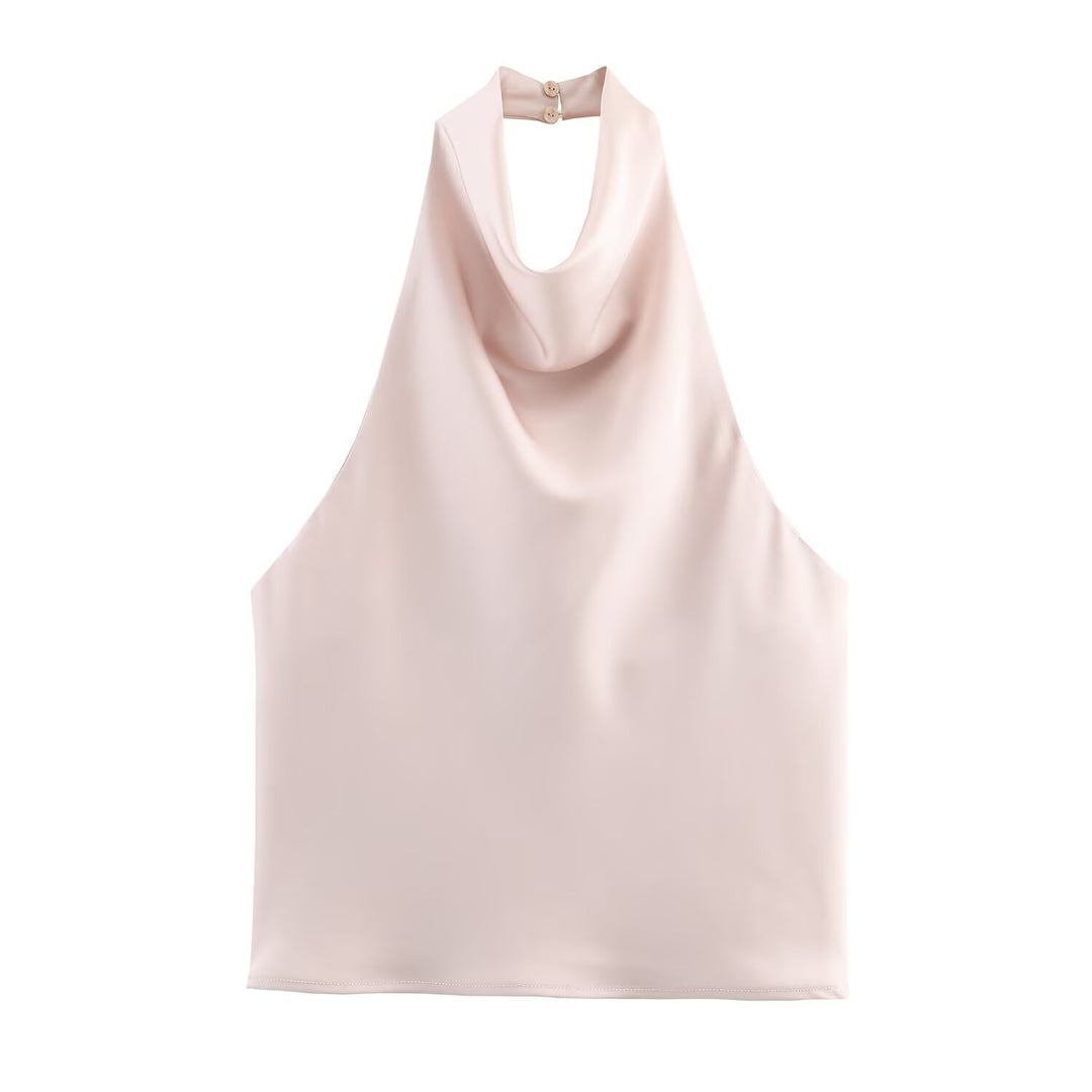 Damen elegantes Haltertop mit fließendem Schnitt und dekorativen Details Echo Archiv