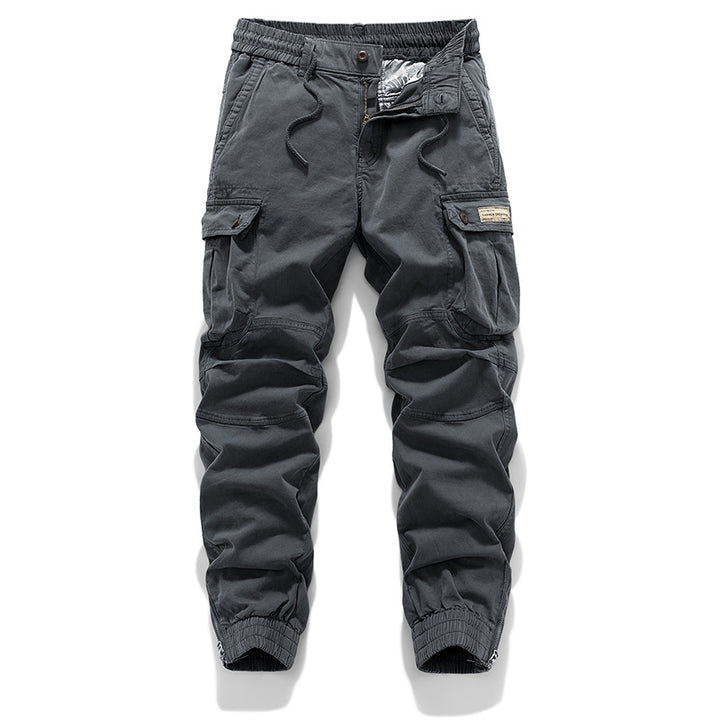 Herren Tactical-Canvas-Cargohose im Joggerstil mit elastischem Tunnelzugbund, Knieabnähern und Multifunktions-Pattentaschen Echo Archiv