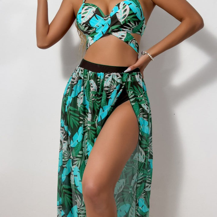 Damen Bikini-Set mit extravagantem Cut-Out und floralem Rock Echo Archiv