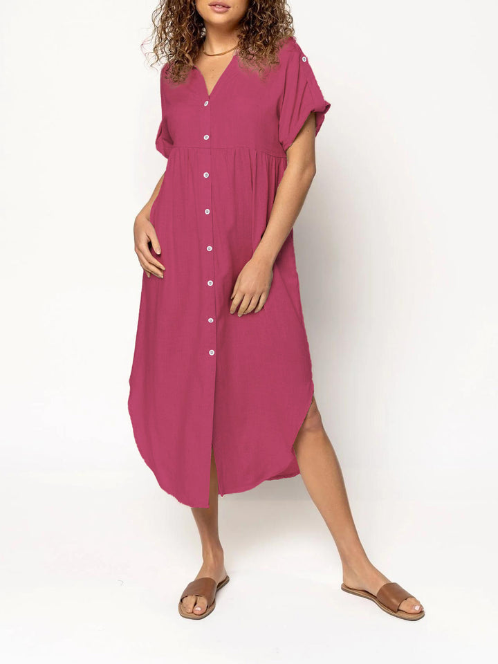 Damen Hemdkleid mit bodenlangem Schnitt und Knopfdetails Echo Archiv