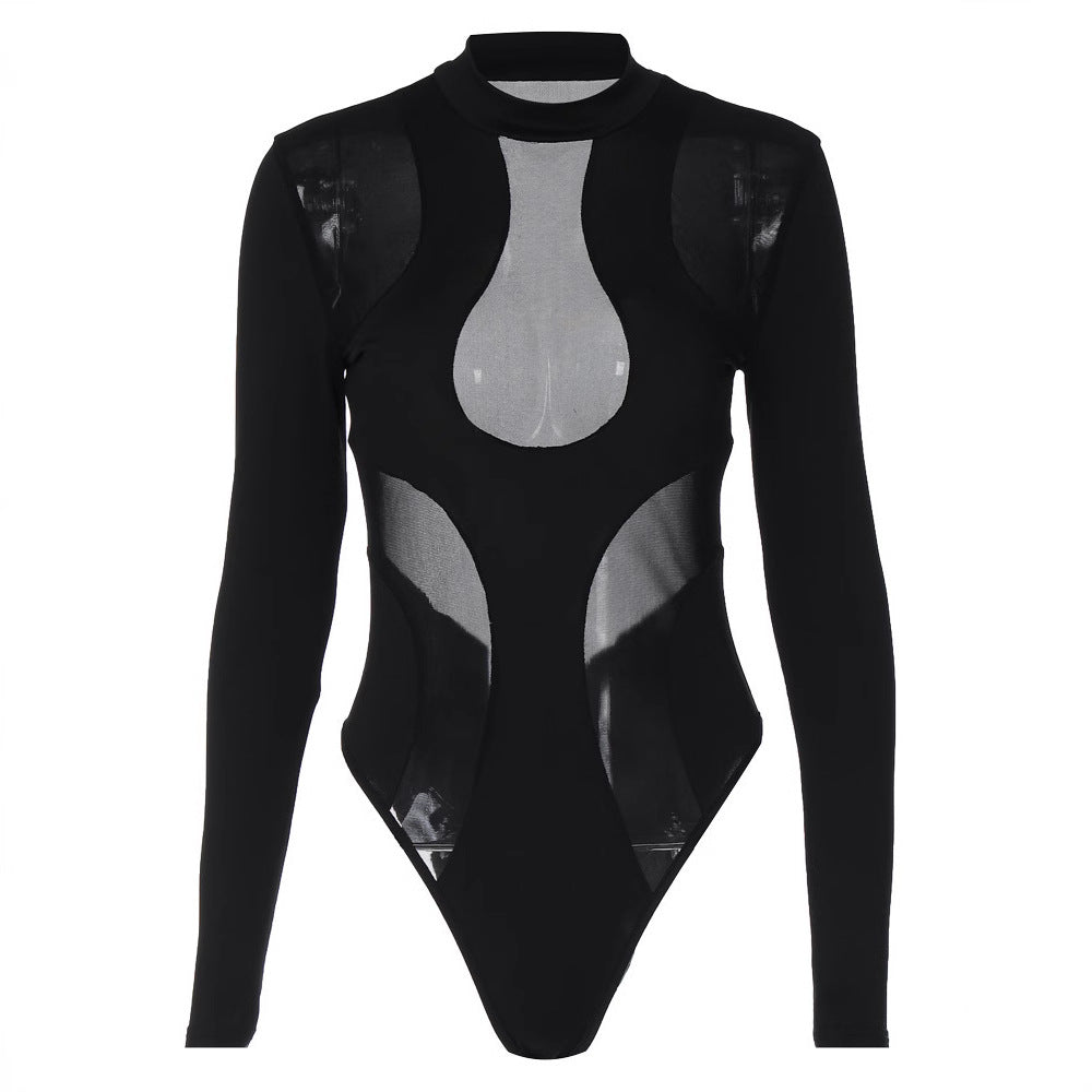 Damen Langarm-Body mit transparenten Einsätzen Echo Archiv