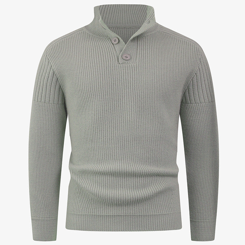 Herren Strickpullover mit hohem Kragen und Knopfdetails Echoarchiv