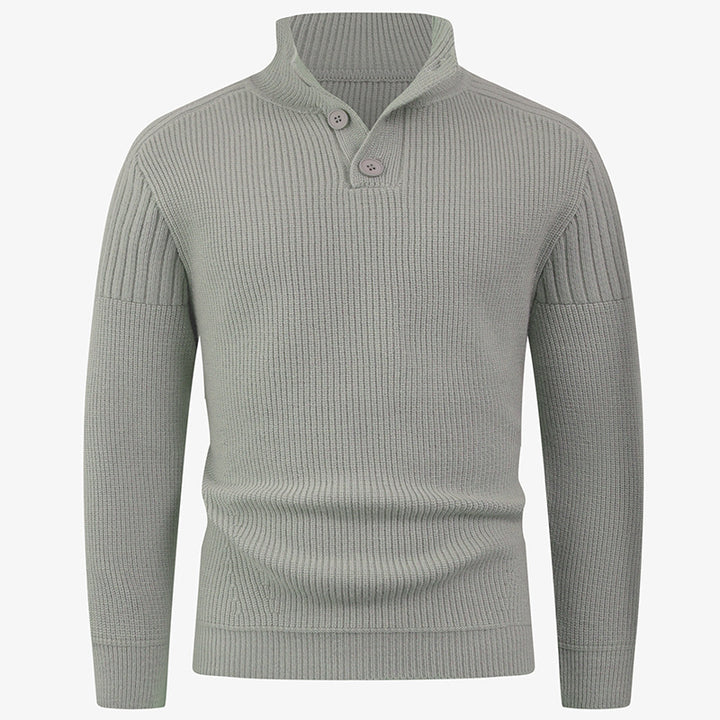 Herren Strickpullover mit hohem Kragen und Knopfdetails Echoarchiv