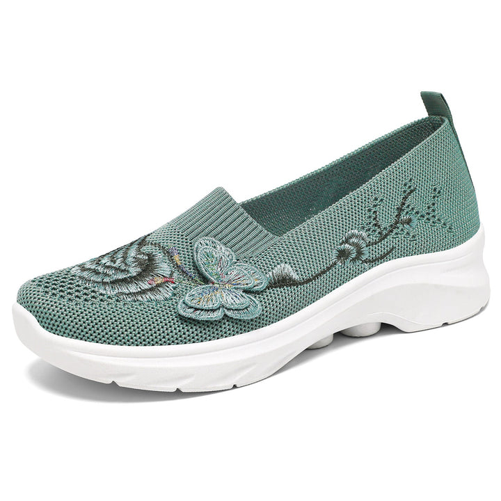 Damen Elegante Slip-On Sneakers mit floralen Stickereien Echo Archiv