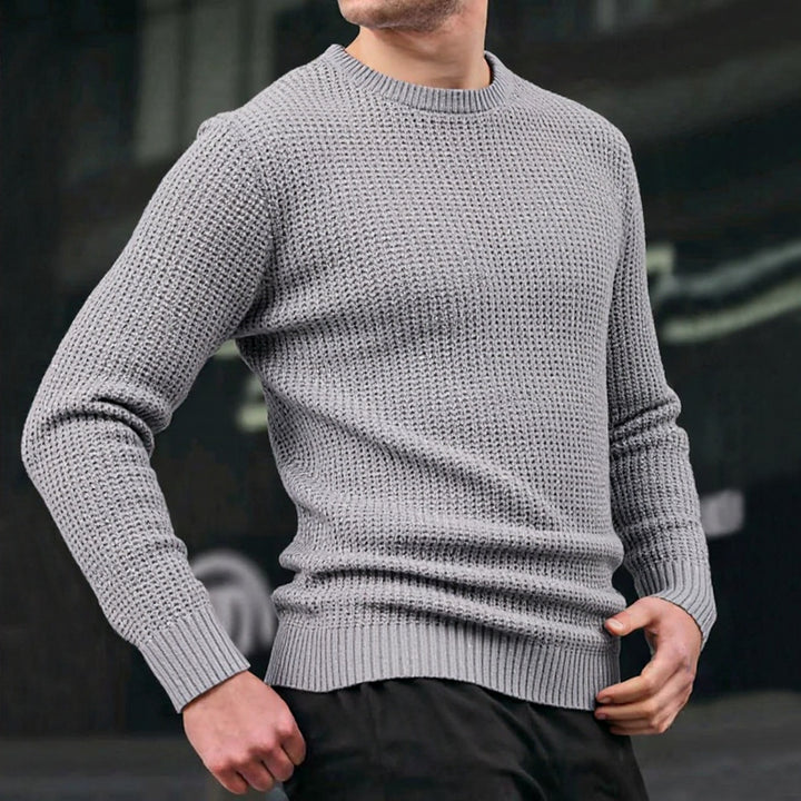 Herren lockerer Strickpullover mit Waffelmuster Echoarchiv