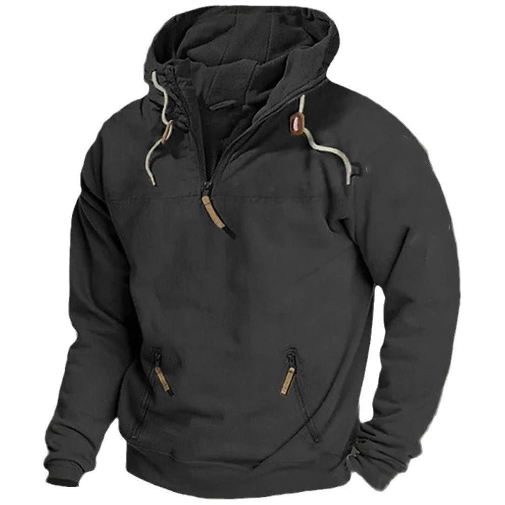 Herren lässiger Pullover mit halbem Reißverschluss und praktischen Kängurutaschen Echoarchiv