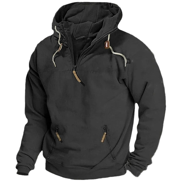 Herren lässiger Pullover mit halbem Reißverschluss und praktischen Kängurutaschen Echoarchiv