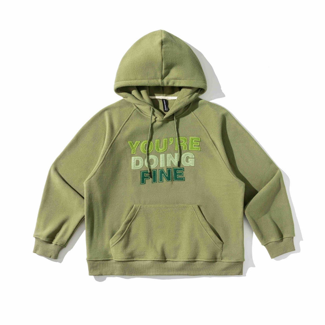 Unisex Weit geschnittener Fleece-Kapuzenpullover mit Statement-Stickerei Echoarchiv