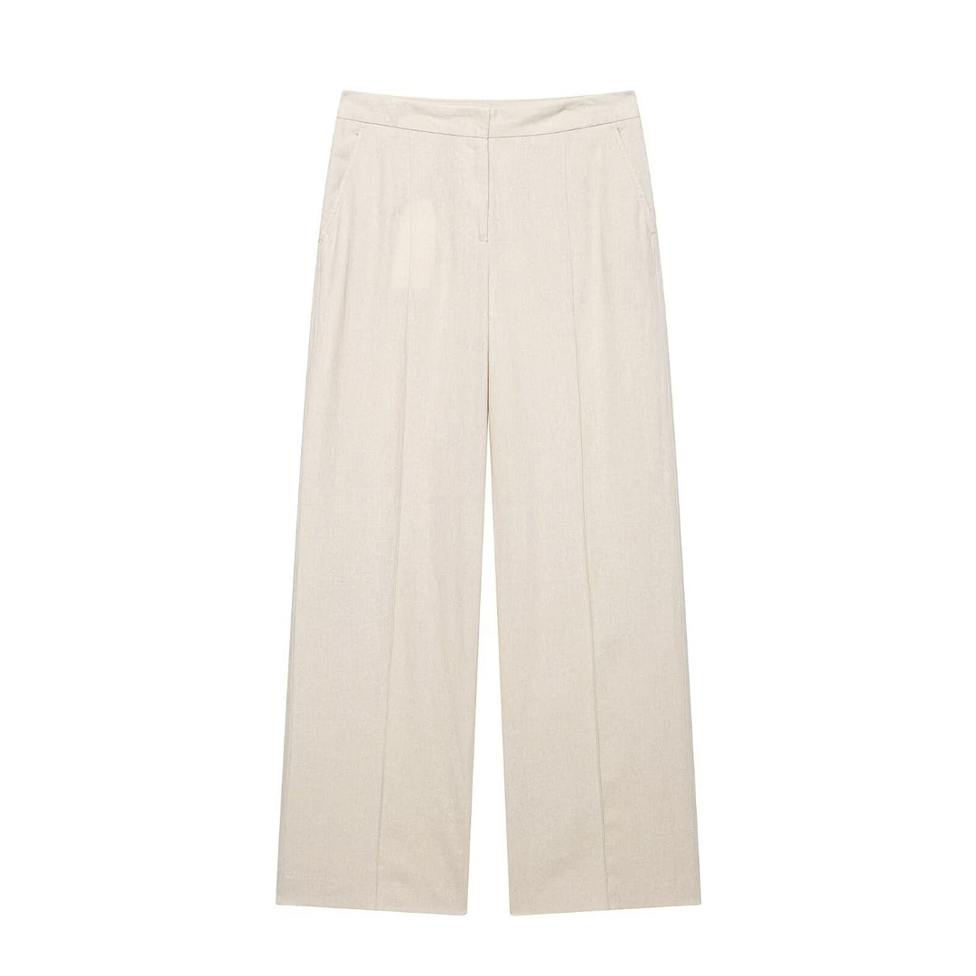 Damen Leichtweite Leinenoptik-Hose mit Bügelfalte und hoher Taille Echo Archiv