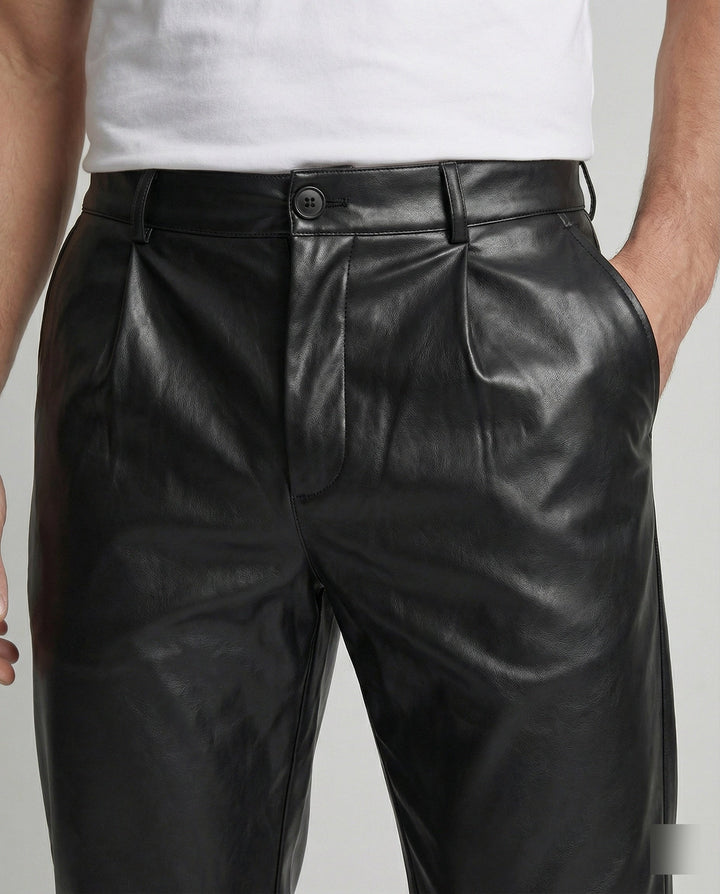 Herren Kunstlederhose elegant geschnitten – Sorevano