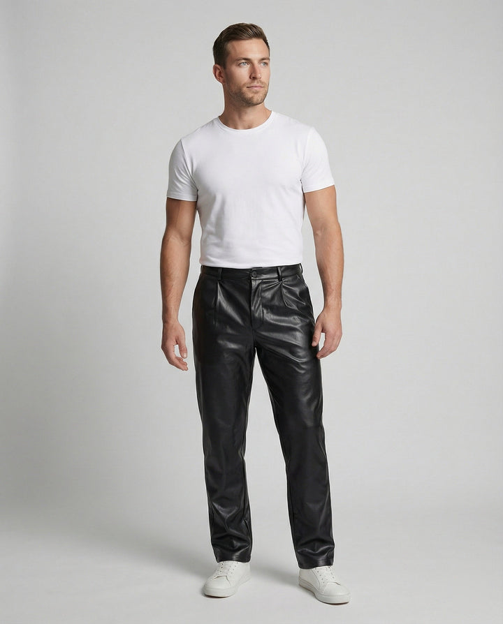 Herren Kunstlederhose elegant geschnitten – Sorevano