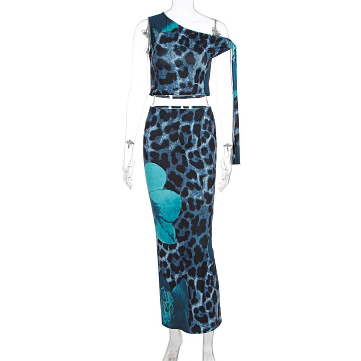 Damen Figurumspielendes Maxikleid mit asymmetrischem Schulterdesign und floralem Muster Echo Archiv