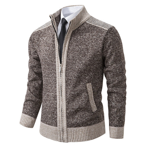 Herren elegante Strickjacke mit modernem Reißverschluss und hohem Kragen Echoarchiv