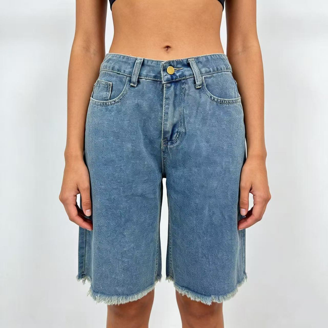 Damen lässige Denim-Shorts mit ausgefransten Säumen und hoher Taille Echo Archiv