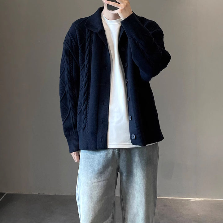 Herren modische Strickjacke mit strukturiertem Muster Echoarchiv