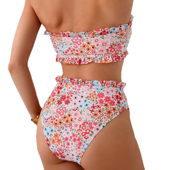 Damen Bandeau-Bikini mit floralem Rüschendesign Echo Archiv