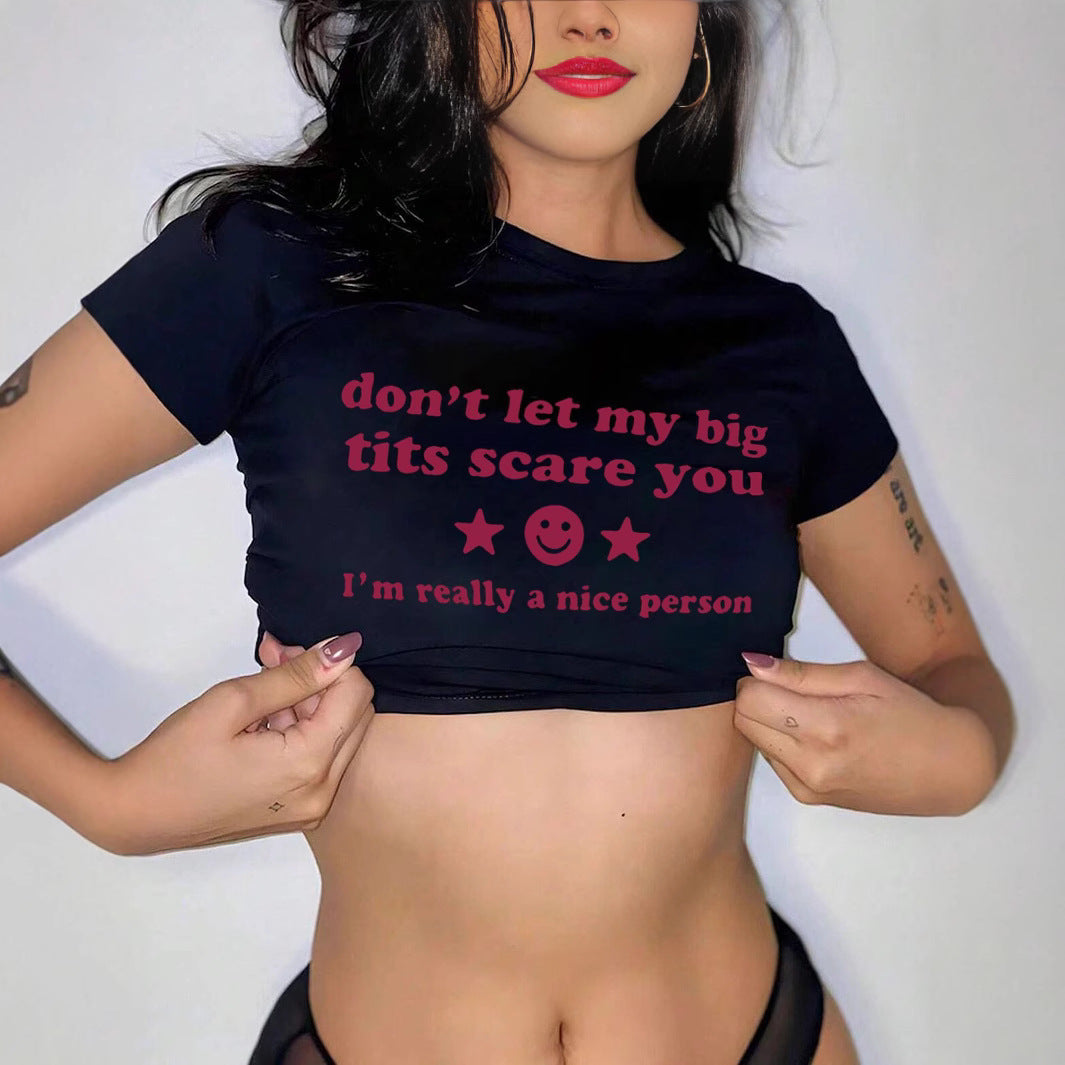 Damen Crop-T-Shirt mit inspirierendem Schriftzug Echo Archiv