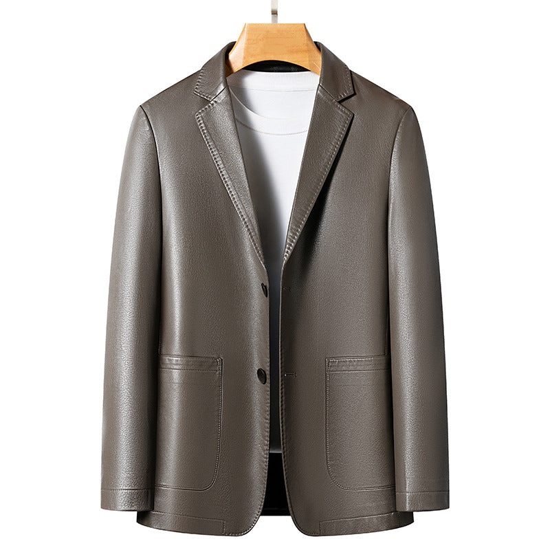 Herren eleganter Kunstlederblazer mit modernem Schnitt Echoarchiv