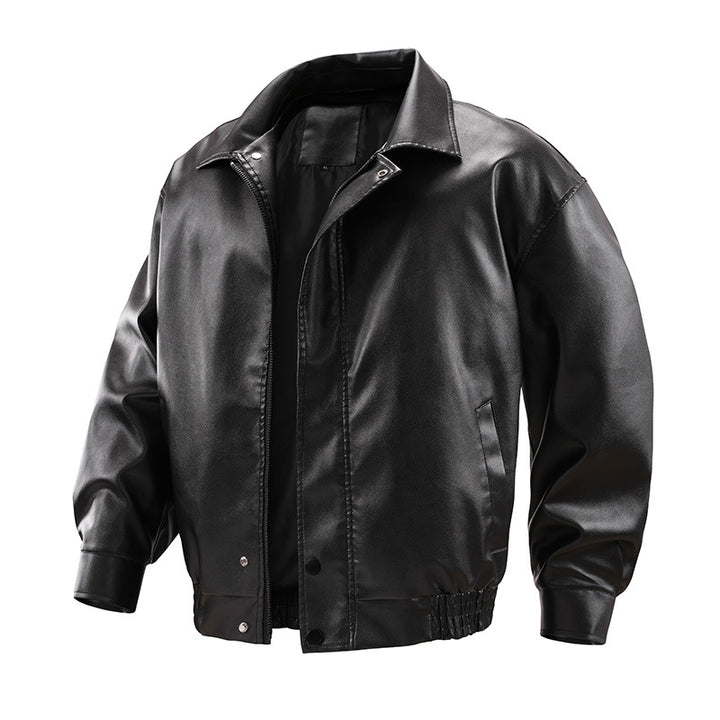Herren Modische Kunstlederjacke mit hohem Kragen Echo Archiv