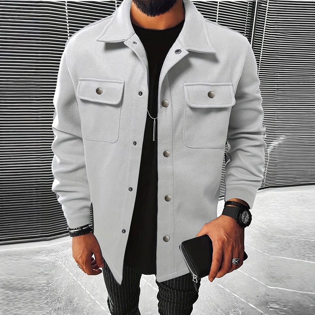 Herren modische Overshirt-Jacke mit praktischen Taschen und modernem Knopfdesign Echoarchiv
