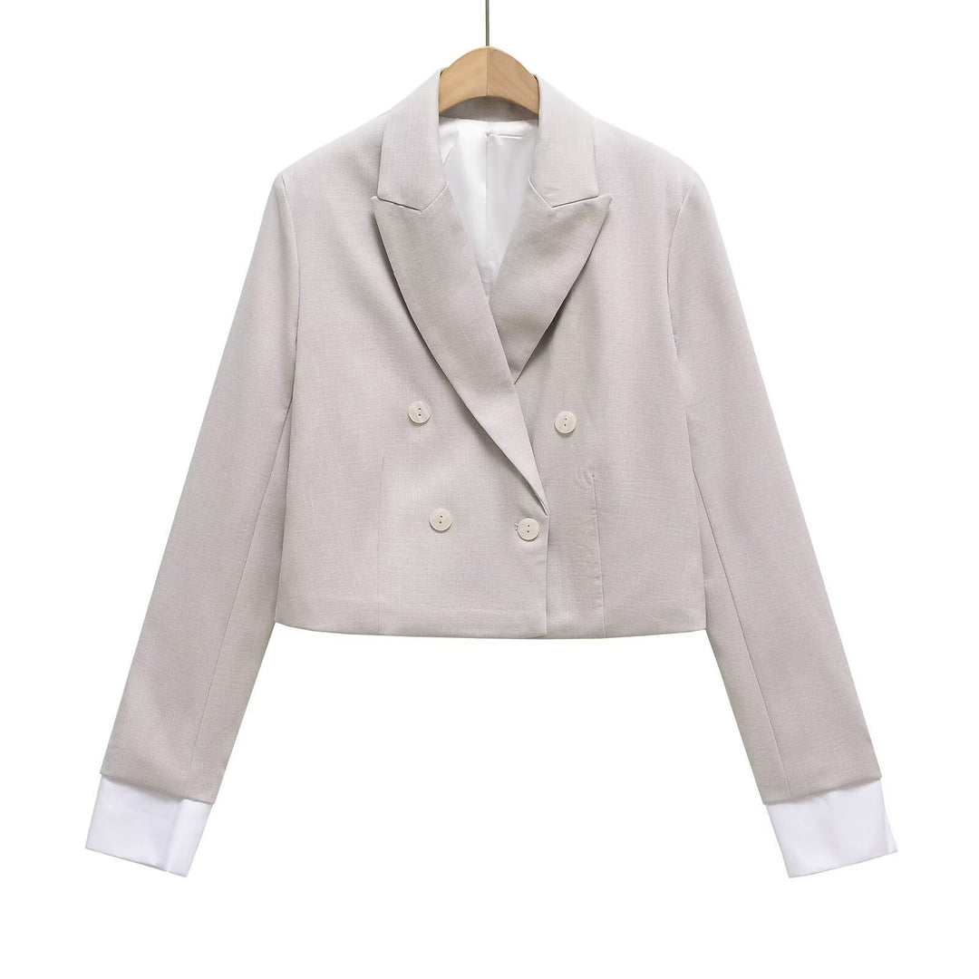 Damen Cropped Doppelreiher-Blazer mit Reverskragen Echo Archiv
