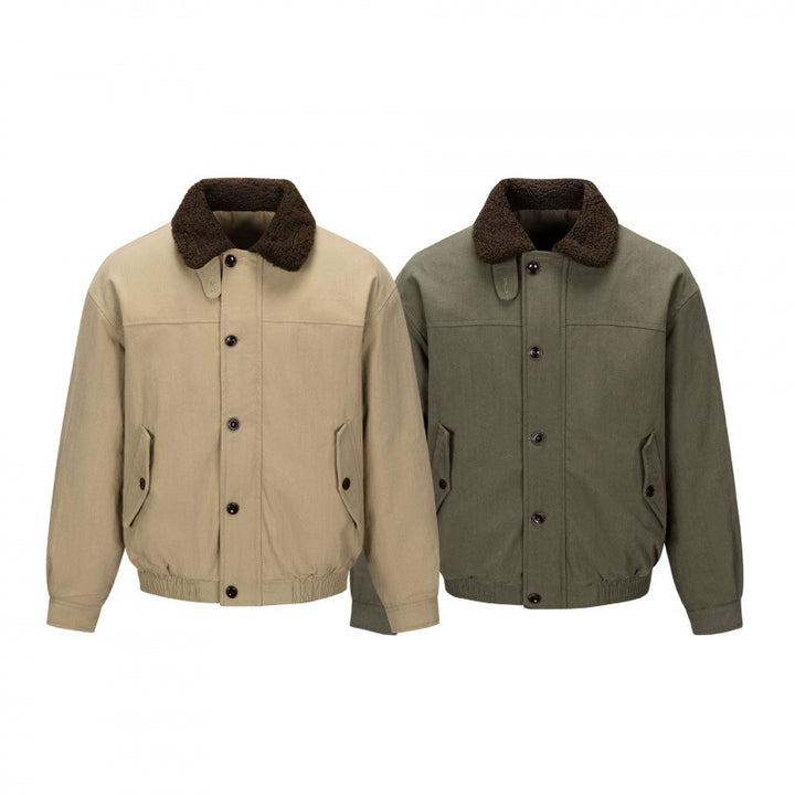 Herren Kurz geschnittene Blouson-Jacke im Field-Stil mit Teddykragen und Pattentaschen Echo Archiv