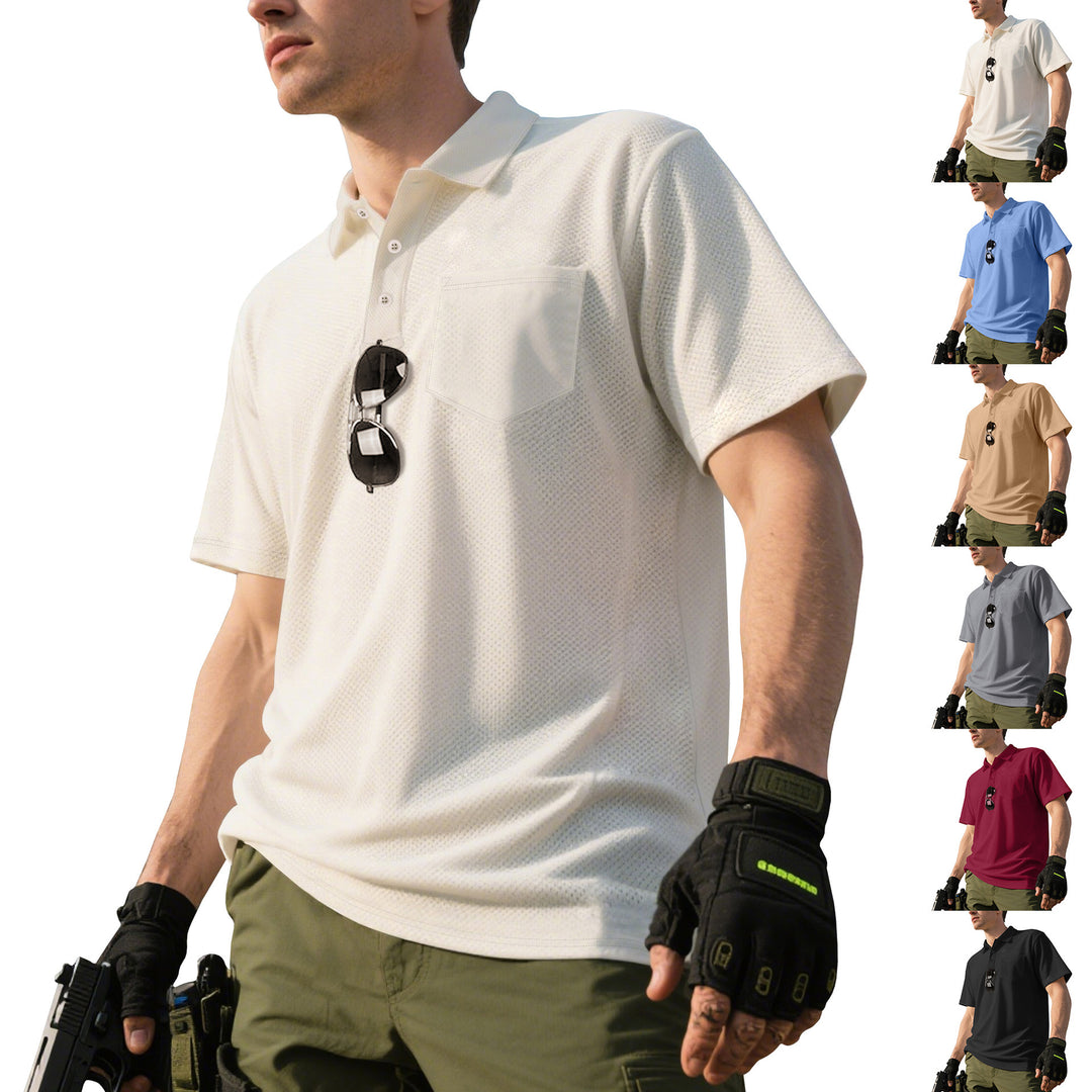 Herren nan funktionelles Kurzarm-Poloshirt mit Brusttasche, eingearbeiteter Stiftlasche und mikroperforierter Belüftung Echo Archiv